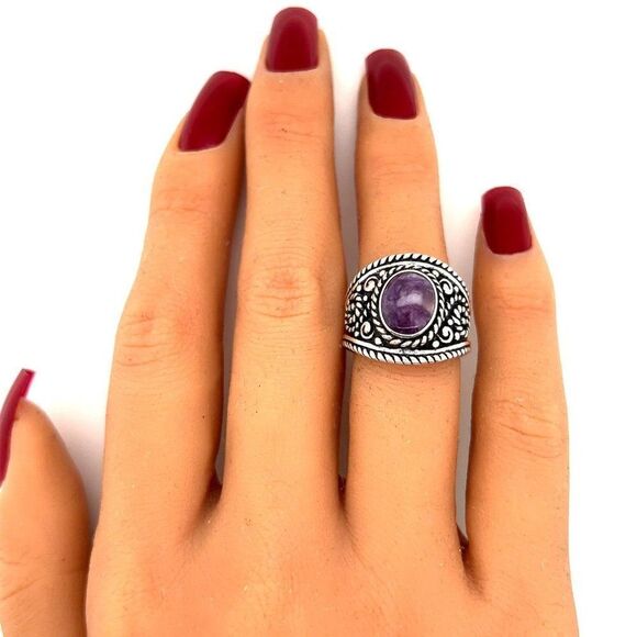 Sterling Silver 925 Purple Amethyst Ring - Picture 8 of 9